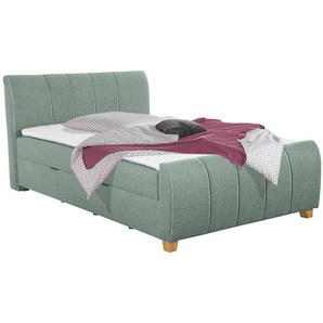Boxbett Noble County mit Stauraum 180 x 200cm Strukturstoff/Webstoff Blau/Mint Eiche