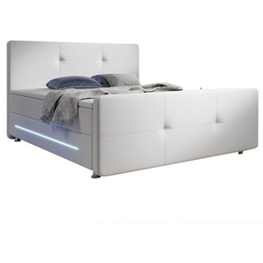 Boxspringbett Oakland 180 x 200 cm Kunstleder mit Federkern Matratze in weiss