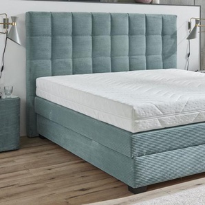 Boxspringbett OC-BX21088, Cord aqua, 180 x 200 cm, Härtegrad 2 und 3