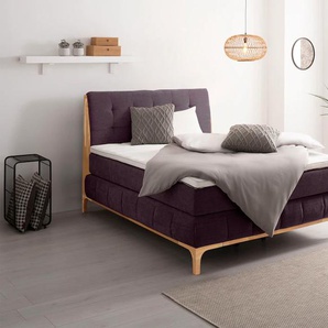 Boxspringbett OTTO PRODUCTS Jelle Komplettbetten Gr. Chenille Polyester Topper Basic, Liegefläche B/L: 160 cm x 200 cm Betthöhe: 71 cm, Gewicht bis: 80 kg + 100 kg H2 + H3, 7-Zonen-Taschen-Federkernmatratze, lila Boxspringbett Boxspringbetten ohne