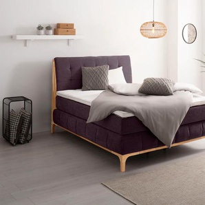Boxspringbett OTTO PRODUCTS Jelle Komplettbetten Gr. Chenille Polyester Topper Basic, Liegefläche B/L: 160 cm x 200 cm Betthöhe: 71 cm, Gewicht bis: 80 kg + 80 kg H2 + H2, 7-Zonen-Taschen-Federkernmatratze, lila Boxspringbett Boxspringbetten ohne