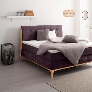 Boxspringbett OTTO PRODUCTS Jelle Komplettbetten Gr. Chenille Polyester Topper Basic, Liegefläche B/L: 180 cm x 200 cm Betthöhe: 71 cm, Gewicht bis: 80 kg + 100 kg H2 + H3, 7-Zonen-Taschen-Federkernmatratze, lila Boxspringbett Boxspringbetten ohne