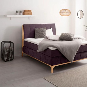 Boxspringbett OTTO PRODUCTS Jelle Komplettbetten Gr. Chenille Polyester Topper Premium, Liegefläche B/L: 160 cm x 200 cm Betthöhe: 71 cm, Gewicht bis: 100 kg + 120 kg H3 + H4, 7-Zonen-Taschen-Federkernmatratze, lila Boxspringbett Boxspringbetten ohne