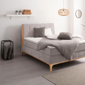 Boxspringbett OTTO PRODUCTS Jelle Komplettbetten Gr. Chenille Polyester Topper Premium, Liegefläche B/L: 160 cm x 200 cm Betthöhe: 71 cm, Gewicht bis: 80 kg + 100 kg H2 + H3, 7-Zonen-Taschen-Federkernmatratze, silberfarben Boxspringbett Boxspringbetten
