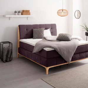 Boxspringbett OTTO PRODUCTS Jelle Komplettbetten Gr. Chenille Polyester Topper Premium, Liegefläche B/L: 180 cm x 200 cm Betthöhe: 71 cm, Gewicht bis: 80 kg + 120 kg H2 + H4, 7-Zonen-Taschen-Federkernmatratze, lila Boxspringbett Boxspringbetten ohne