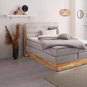 Boxspringbett OTTO PRODUCTS Jenna Komplettbetten Gr. Flachgewebe Polyester ohne LED-Beleuchtung, mit Basic-Topper LED-Beleuchtung, Liegefläche B/L: 160 cm x 200 cm Betthöhe: 69 cm, Gewicht bis: 80 kg + 100 kg H2 + H3, 7-Zonen-Taschen-Federkernmatratze,