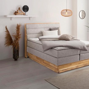 Boxspringbett OTTO PRODUCTS Jenna Komplettbetten Gr. Flachgewebe Polyester ohne LED-Beleuchtung, mit Premium-Topper LED-Beleuchtung, Liegefläche B/L: 200 cm x 200 cm Betthöhe: 69 cm, Gewicht bis: 120 kg + 120 kg H4 + H4, 7-Zonen-Taschen-Federkernmatratze,