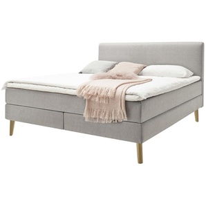 Boxspringbett  Oxfordshire ¦ grau ¦ Maße (cm): B: 183 H: 114 T: 213