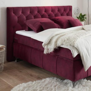 Boxspringbett Pembroke 8, burgund, 180 × 200 cm