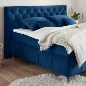 Boxspringbett Pembroke 8, mondscheinblau, 180 × 200 cm