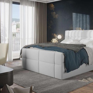 Boxspringbett PLACES OF STYLE Oslo Komplettbetten Gr. Microfaser Massivholz-Spanplatte, Liegefläche B/L: 160 cm x 200 cm, Gewicht bis: 140 kg H3, 7-Zonen-Taschen-Federkernmatratze, grau (hellgrau) Boxspringbetten ohne Bettkasten mit
