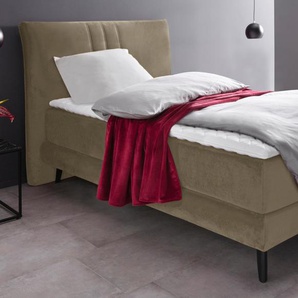 Boxspringbett PLACES OF STYLE Skien Komplettbetten Gr. Samtoptik, Liegefläche B/L: 100 cm x 200 cm Betthöhe: 50 cm, Gewicht bis: 80 kg H2, 7-Zonen-Kaltschaummatratze, grau (taupe) Bett Boxspringbett Polsterbetten Boxspringbetten ohne Bettkasten