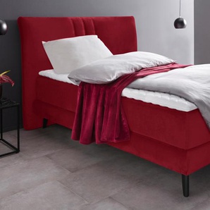 Boxspringbett PLACES OF STYLE Skien Komplettbetten Gr. Samtoptik, Liegefläche B/L: 140 cm x 200 cm Betthöhe: 50 cm, Gewicht bis: 100 kg H3, Bonnell-Federkernmatratze, rot Bett Boxspringbett Polsterbetten Boxspringbetten ohne Bettkasten Komplettbetten