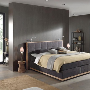 Boxspringbett PLACES OF STYLE Vinton Komplettbetten Gr. Luxus-Microfaser Vintage Polyester Topper Basic LED-Beleuchtung, Liegefläche B/L: 160 cm x 200 cm Betthöhe: 59 cm, Gewicht bis: 80 kg + 80 kg H2 + H2, 7-Zonen-Taschen-Federkernmatratze, grau