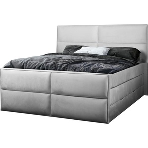 Boxspringbett PLACES OF STYLE Williston Komplettbetten Gr. Samtoptik, Liegefläche B/L: 120 cm x 200 cm Betthöhe: 68 cm, Gewicht bis: 130 kg H4, Taschen-Federkernmatratze, silberfarben (silber) Boxspringbett Boxspringbetten mit Bettkasten incl. Topper und