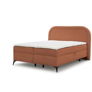 S-STYLE Boxbett mit Bettkasten  Bouclé-Stoff Sonna ¦ rot ¦ Maße (cm): B: 220 H: 120