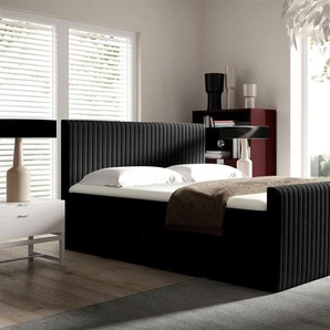 Boxspringbett Schlafzimmerbett ADRIEN 120x220cm in Stoff Fresh Schwarz