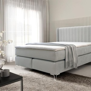 Boxspringbett Schlafzimmerbett AGNUS 160x200cm in Stoff Salvador Hellgrau