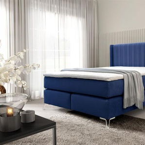 Boxspringbett Schlafzimmerbett AGNUS 180x200cm in Stoff Salvador Blau