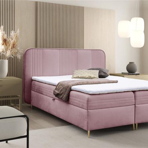 Boxspringbett Schlafzimmerbett ALIZE 140x200cm Stoff Fresh Altrosa