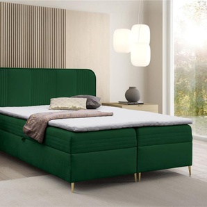 Boxspringbett Schlafzimmerbett ALIZE 180x200cm Stoff Fresh Flaschengrün