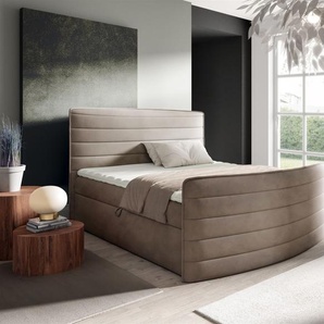 Boxspringbett Schlafzimmerbett AMBRA 120x200cm Stoff Elisa Velvet Cappuccino