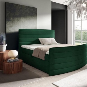 Boxspringbett Schlafzimmerbett AMBRA 180x200cm Stoff Elisa Velvet Grün
