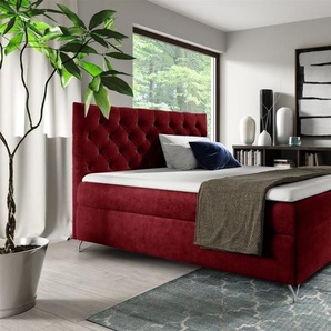 Boxspringbett Schlafzimmerbett AMBRE 200x200cm in Stoff Fresh Rot