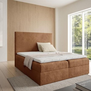 Boxspringbett Schlafzimmerbett ARNAU 120x200cm Stoff Tilia Rostbraun