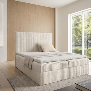 Boxspringbett Schlafzimmerbett ARNAU PREMIUM 160x200cm Stoff Tilia Creme