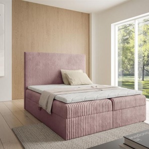 Boxspringbett Schlafzimmerbett ARNAU PREMIUM 180x200cm Stoff Tilia Rosa