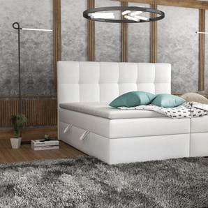 Boxspringbett Schlafzimmerbett ARTURO 120x200cm Kunstleder Soft Weiß