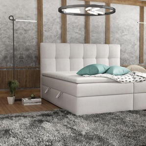 Boxspringbett Schlafzimmerbett ARTURO 120x200cm Stoff Soro Hellgrau