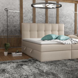 Boxspringbett Schlafzimmerbett ARTURO 160x200cm Stoff Soro Beige
