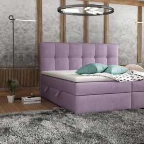 Boxspringbett Schlafzimmerbett ARTURO 160x200cm Stoff Soro Violett