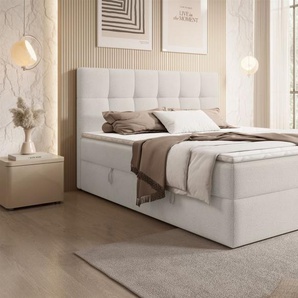Boxspringbett Schlafzimmerbett ARTURO 180x200cm Stoff Freya Altweiß