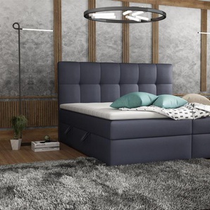 Boxspringbett Schlafzimmerbett ARTURO 200x200cm Kunstleder Soft Anthrazit