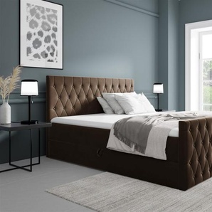 Boxspringbett Schlafzimmerbett ASHER PREMIUM 160x200cm Stoff Fresh Braun