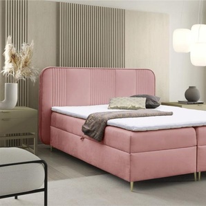 Boxspringbett Schlafzimmerbett AVERY 140x220cm Stoff Magic Velvet Rosa