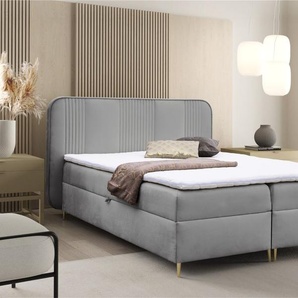 Boxspringbett Schlafzimmerbett AVERY PREMIUM 140x220cm Stoff Magic Velvet Grau
