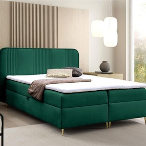 Boxspringbett Schlafzimmerbett AVERY PREMIUM 180x200cm Stoff Magic Velvet Flaschengrün