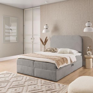 Boxspringbett Schlafzimmerbett BINETA 120x200cm Stoff Coral Grau