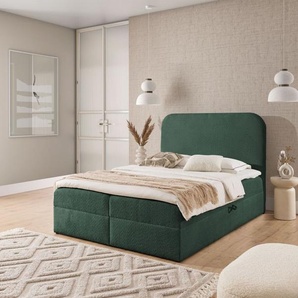 Boxspringbett Schlafzimmerbett BINETA PREMIUM 120x220cm Stoff Coral Meeresgrün
