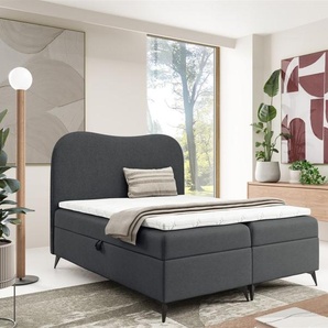 Boxspringbett Schlafzimmerbett BLAIR 120x200cm Stoff Now or Never Dunkelgrau