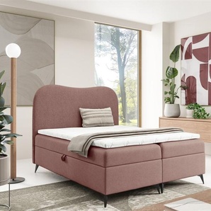 Boxspringbett Schlafzimmerbett BLAIR PREMIUM 140x200cm Stoff Now or Never Altrosa