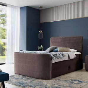 Boxspringbett Schlafzimmerbett BODY 180x200cm in Stoff Schokobraun inkl. Bettkasten