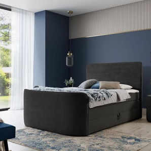 Boxspringbett Schlafzimmerbett BODY 200x200cm in Stoff Schwarz inkl. Bettkasten