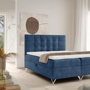 Boxspringbett Schlafzimmerbett CANDELA 200x200cm Stoff Coral Blau