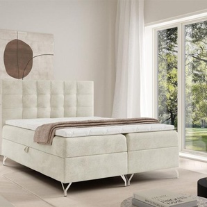 Boxspringbett Schlafzimmerbett CANDELA 200x220cm Stoff Coral Ecru