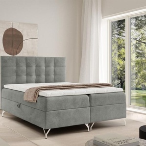 Boxspringbett Schlafzimmerbett CANDELA PREMIUM 120x220cm Stoff Coral Grau